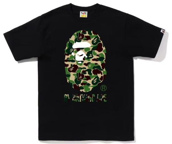 BAPE ABC CAMO BY BATHING APE GREEN/BLACK TEE
