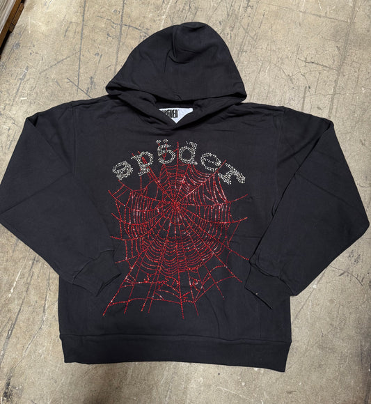 SP5DER BLACK RHINESTONE V2 HOODIE