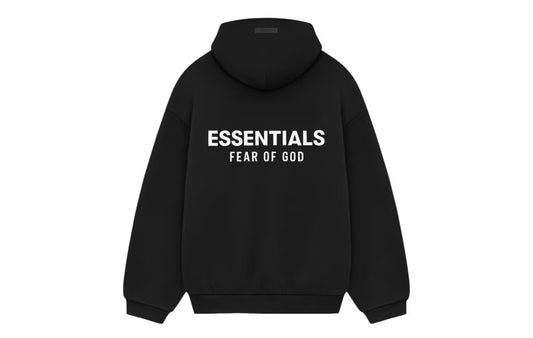 ESSENTIALS BLACK SS24 FLEECE HOODIE