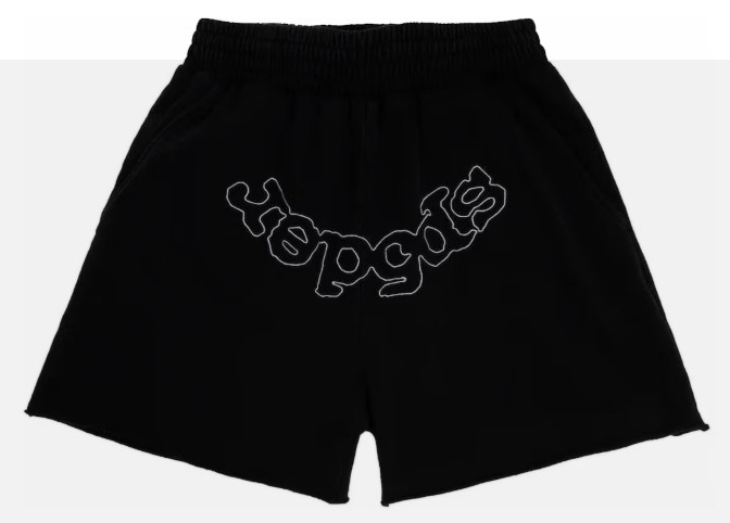 SP5DER OG EMBROIDERED LOGO BLACK SWEATSHORTS