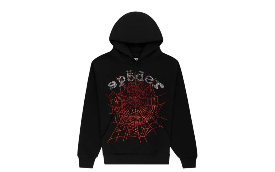 SP5DER BLACK RHINESTONE V2 HOODIE